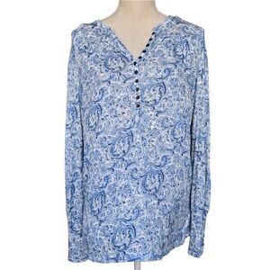 Lucky Brand Paisley Long Sleeve Blouse NWT Sz L